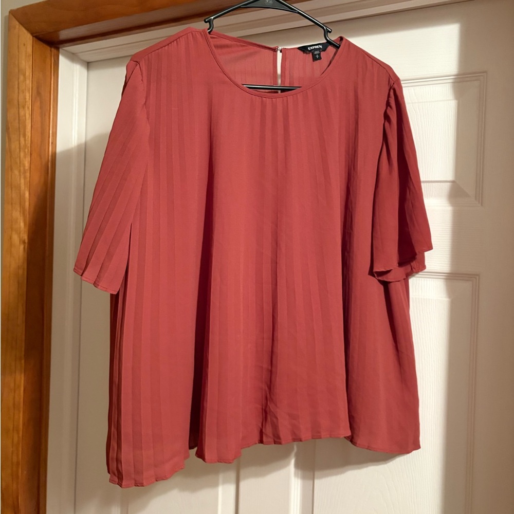 Express orange Boxy Blouse with Short Sleeves